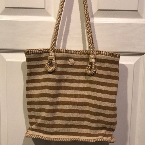 Catstudio, woven striped tan and cream bag - Picture 3 of 7